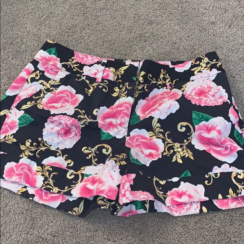 Patterned Flower Shorts